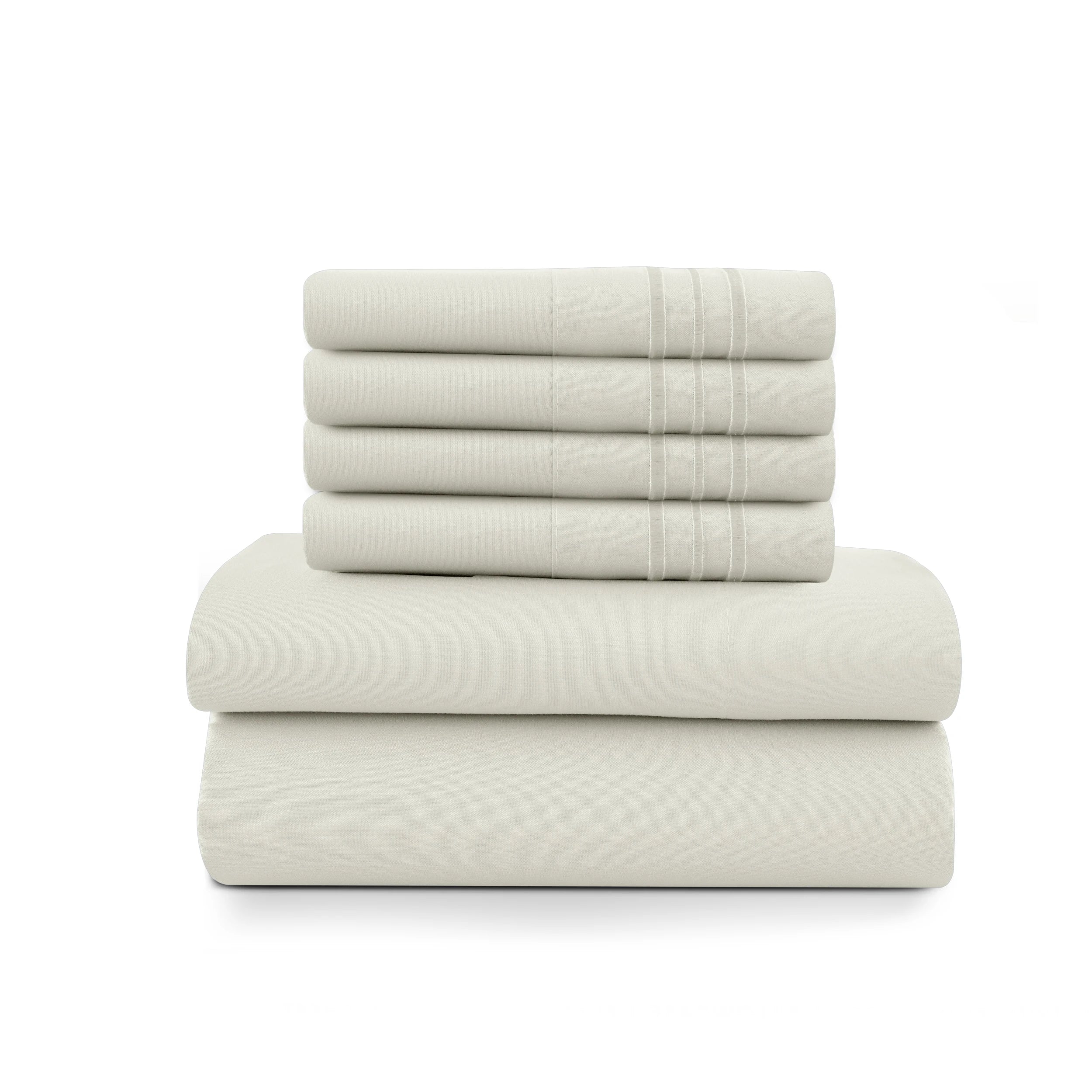 6Pc Solid Bed Sheet Set