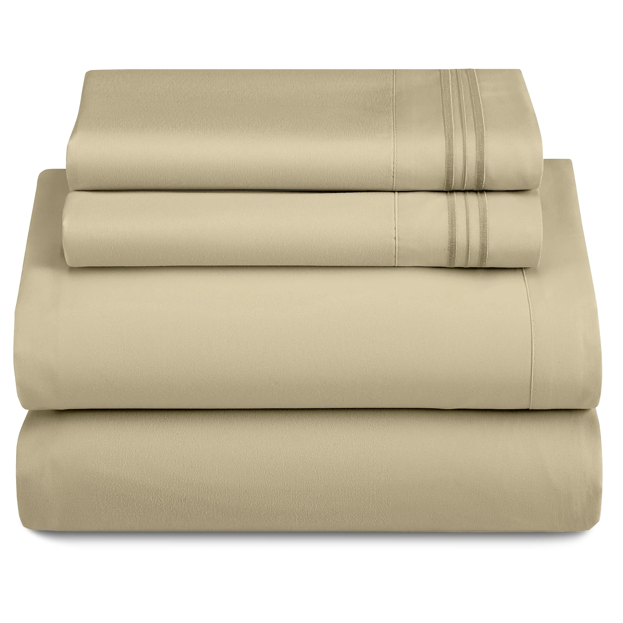 3 Piece Ultra-Soft Microfiber Bed Sheets with Flat Sheet