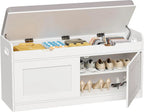 2-Tier Storage Bench with Adjustable Shelf, Entryway Bench with Padded Seat Cushion,