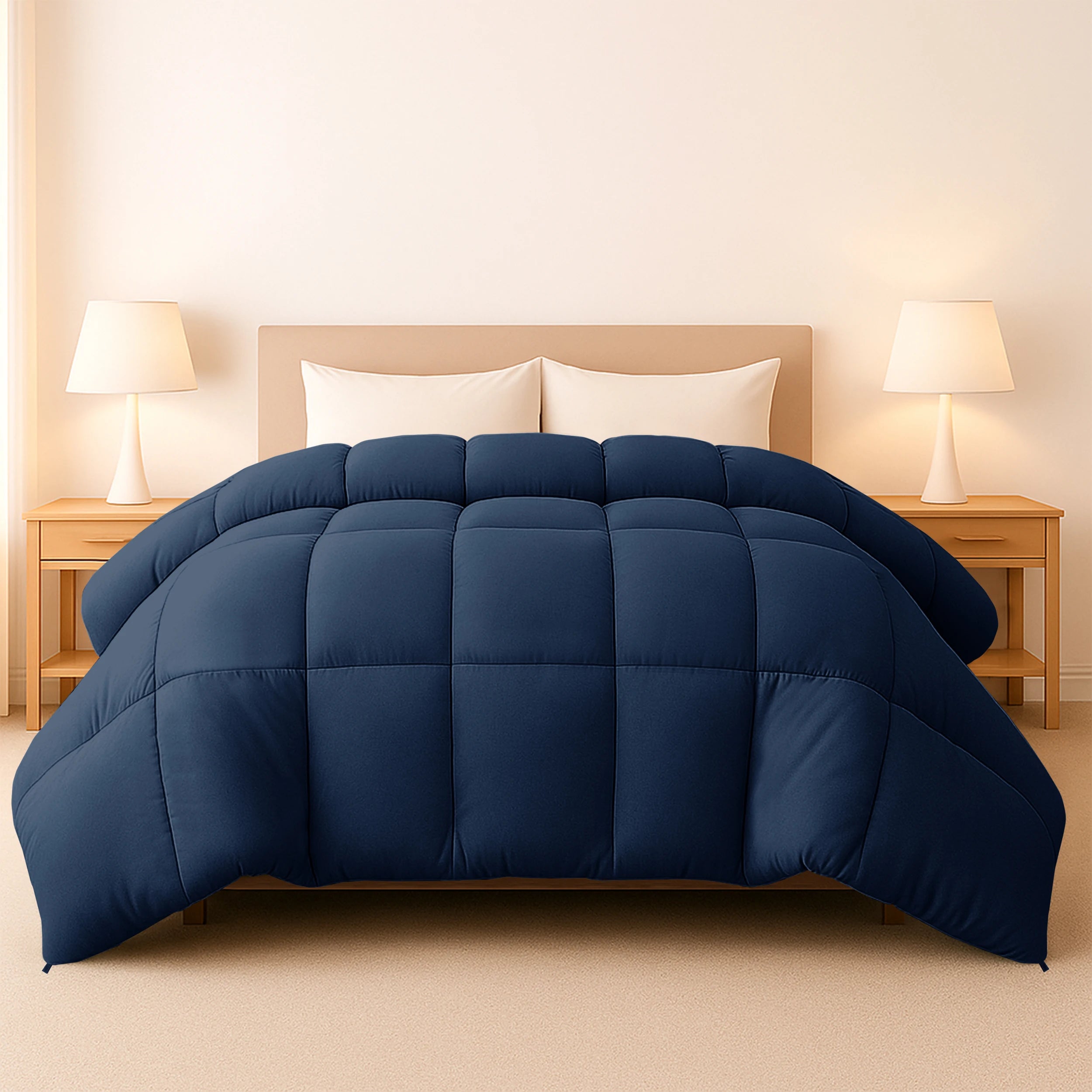 1 Piece Fluffy Duvet Insert with Box Stitch Design comforter