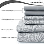 6Pc Paisley Sheet Set – Soft Microfiber, Wrinkle-Free