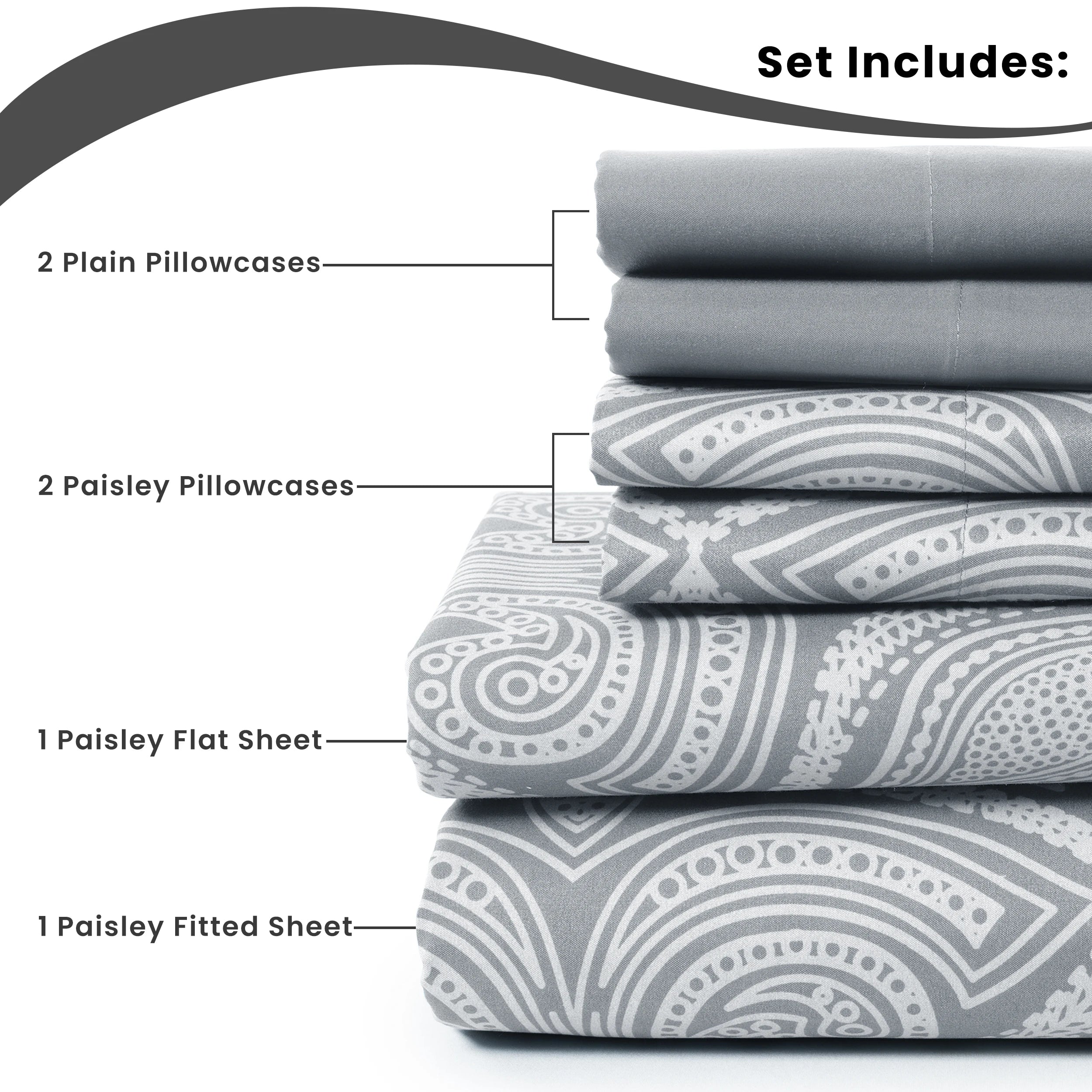 6Pc Paisley Sheet Set – Soft Microfiber, Wrinkle-Free