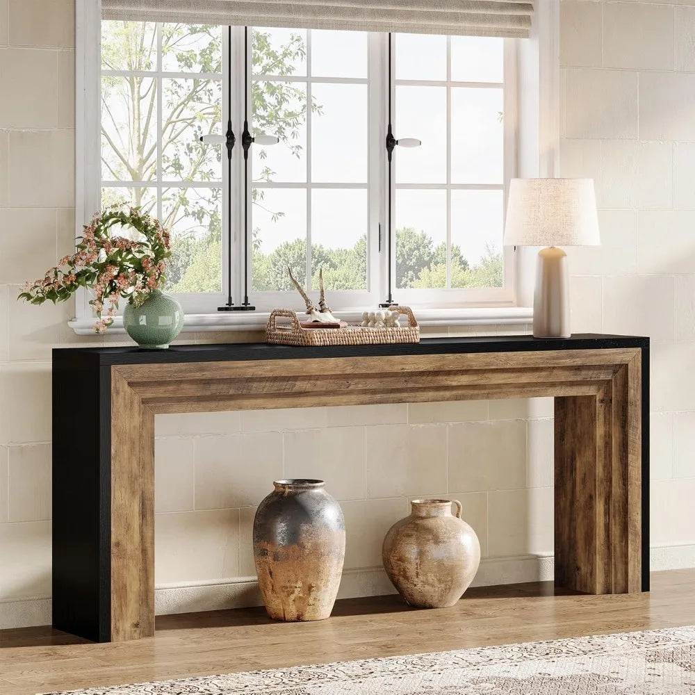 70.9-Inch Long Console Table, Farmhouse Narrow Wooden Sofa Table Behind The Couch for Living Room