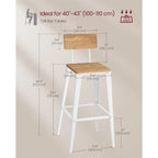 2 Bar Stools, 29.1 Inches Tall Barstools with Back