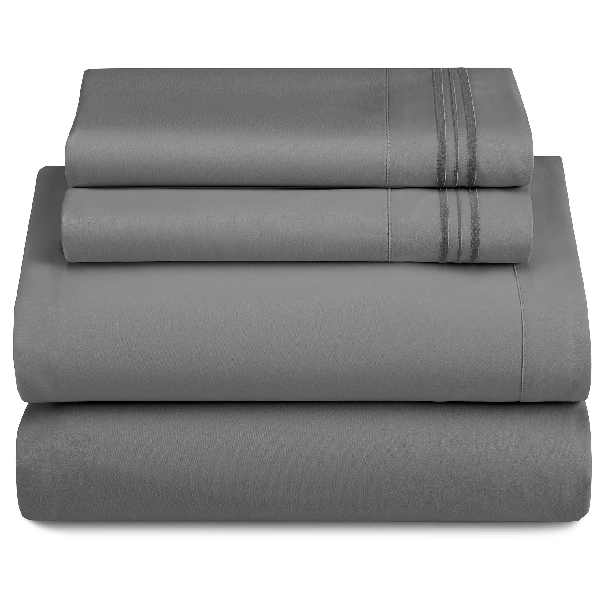 3 Piece Ultra-Soft Microfiber Bed Sheets with Flat Sheet