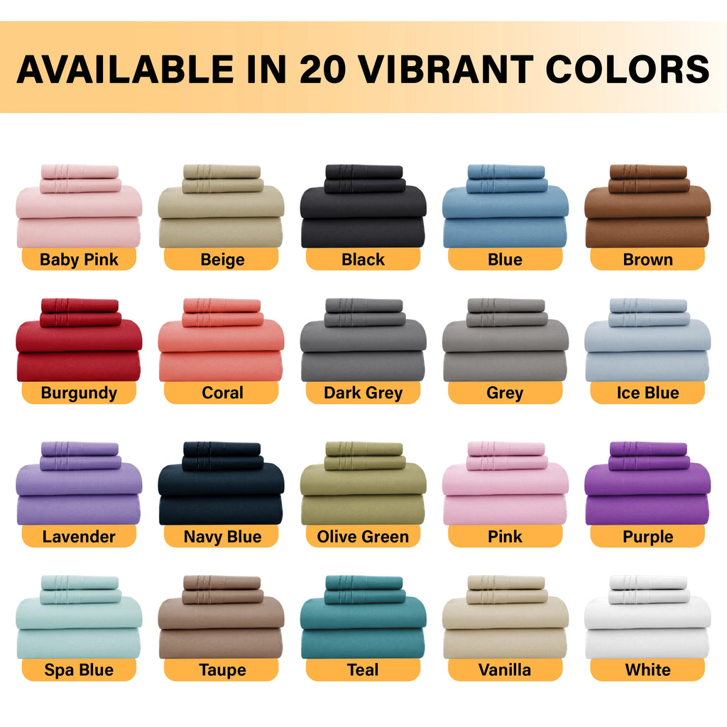 6Pc Solid Bed Sheet Set