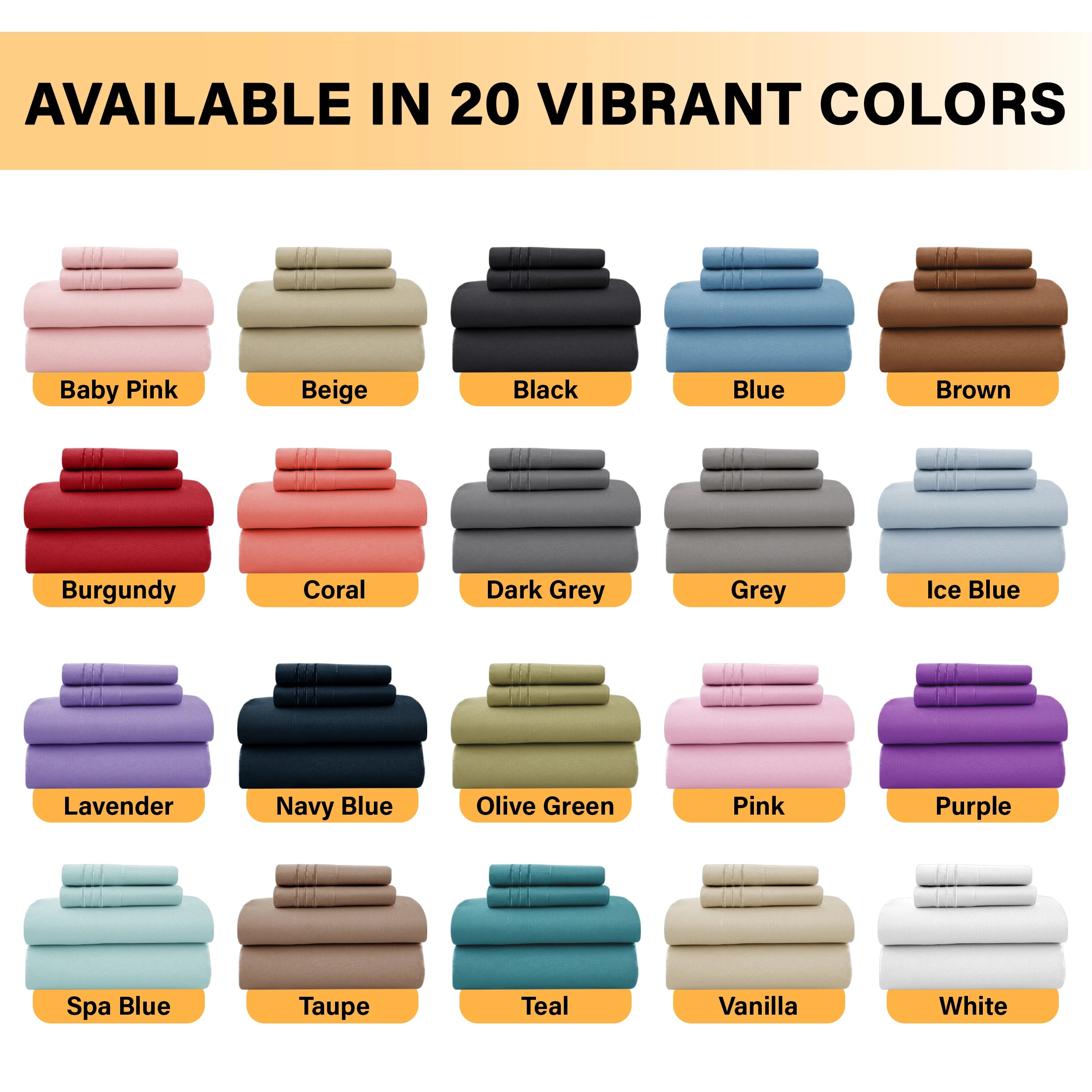 6Pc Solid Bed Sheet Set
