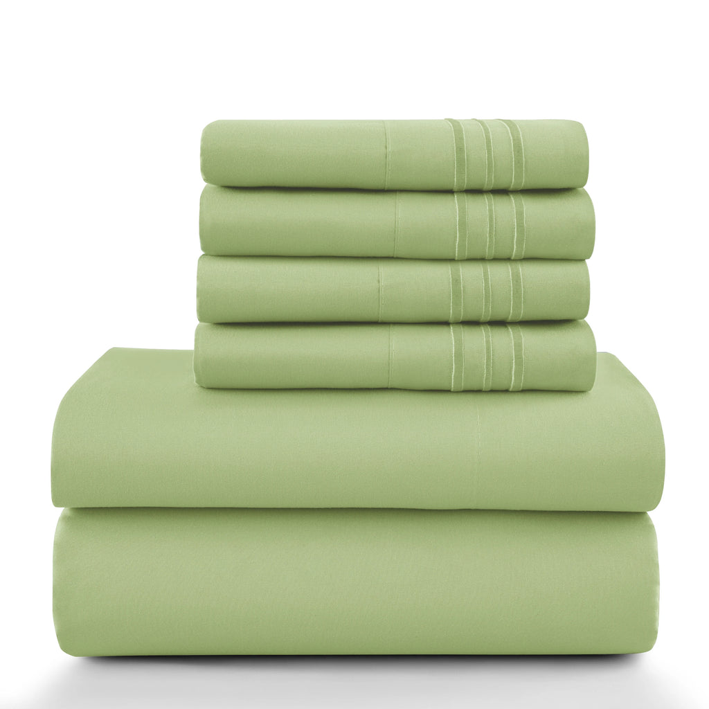 6Pc Solid Bed Sheet Set