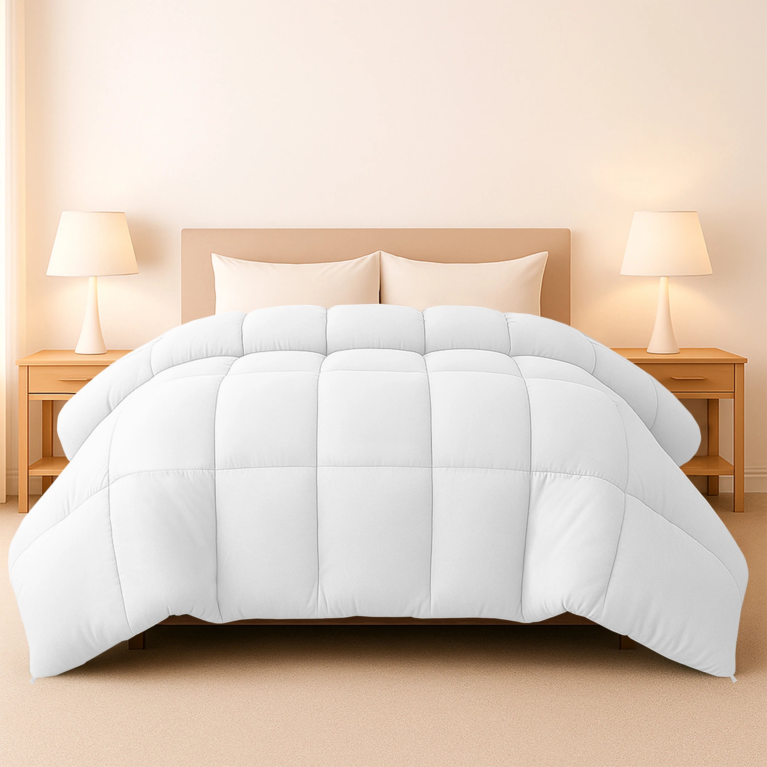 1 Piece Fluffy Duvet Insert with Box Stitch Design comforter