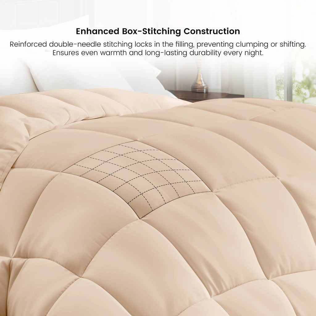 1 Piece Fluffy Duvet Insert with Box Stitch Design comforter