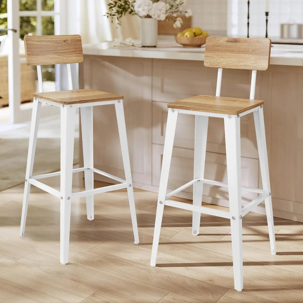 2 Bar Stools, 29.1 Inches Tall Barstools with Back