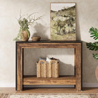 41.3" Farmhouse Console Table, Behind Couch Sofa Table with Open Storage Shelves