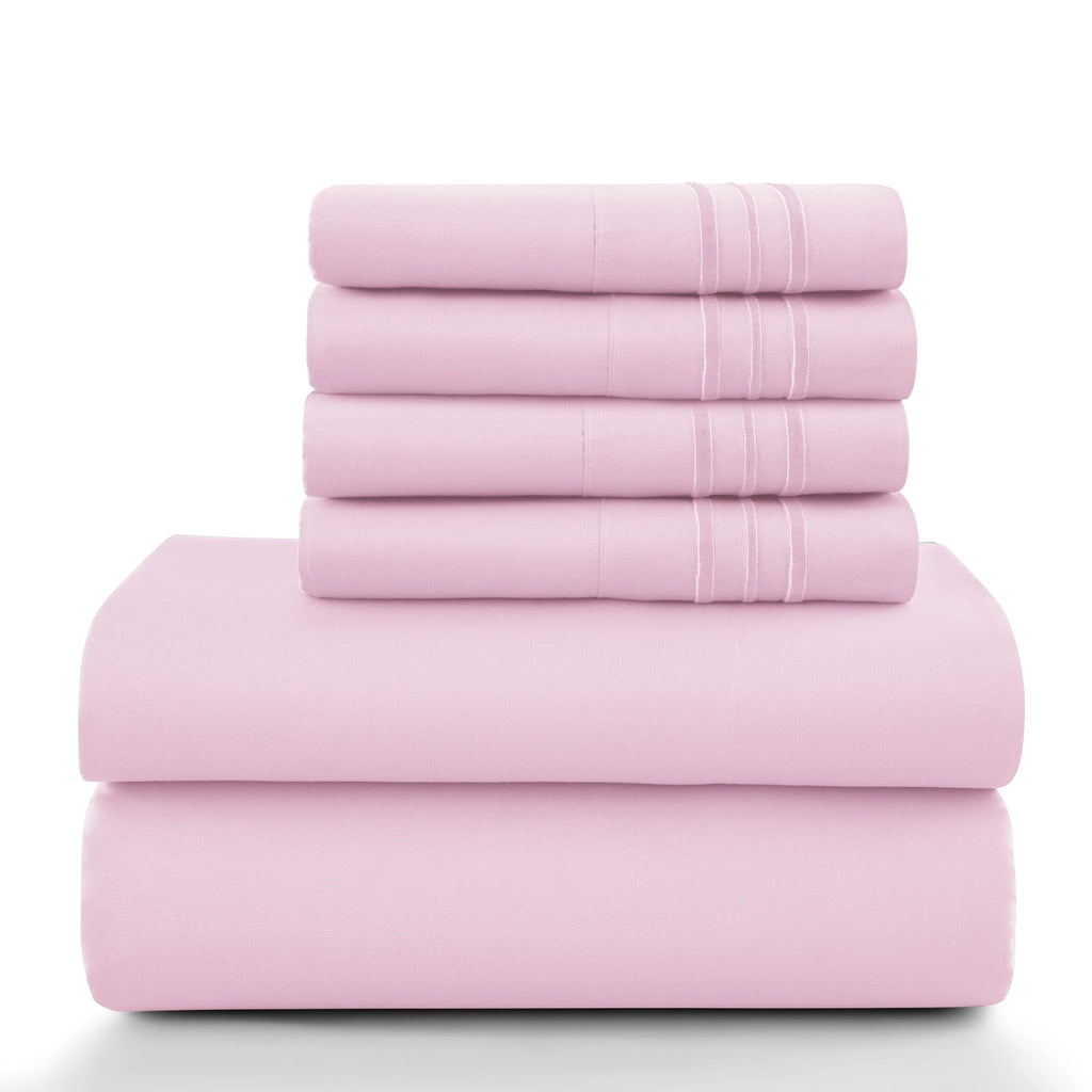 6Pc Solid Bed Sheet Set