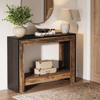 41.3" Farmhouse Console Table, Behind Couch Sofa Table with Open Storage Shelves