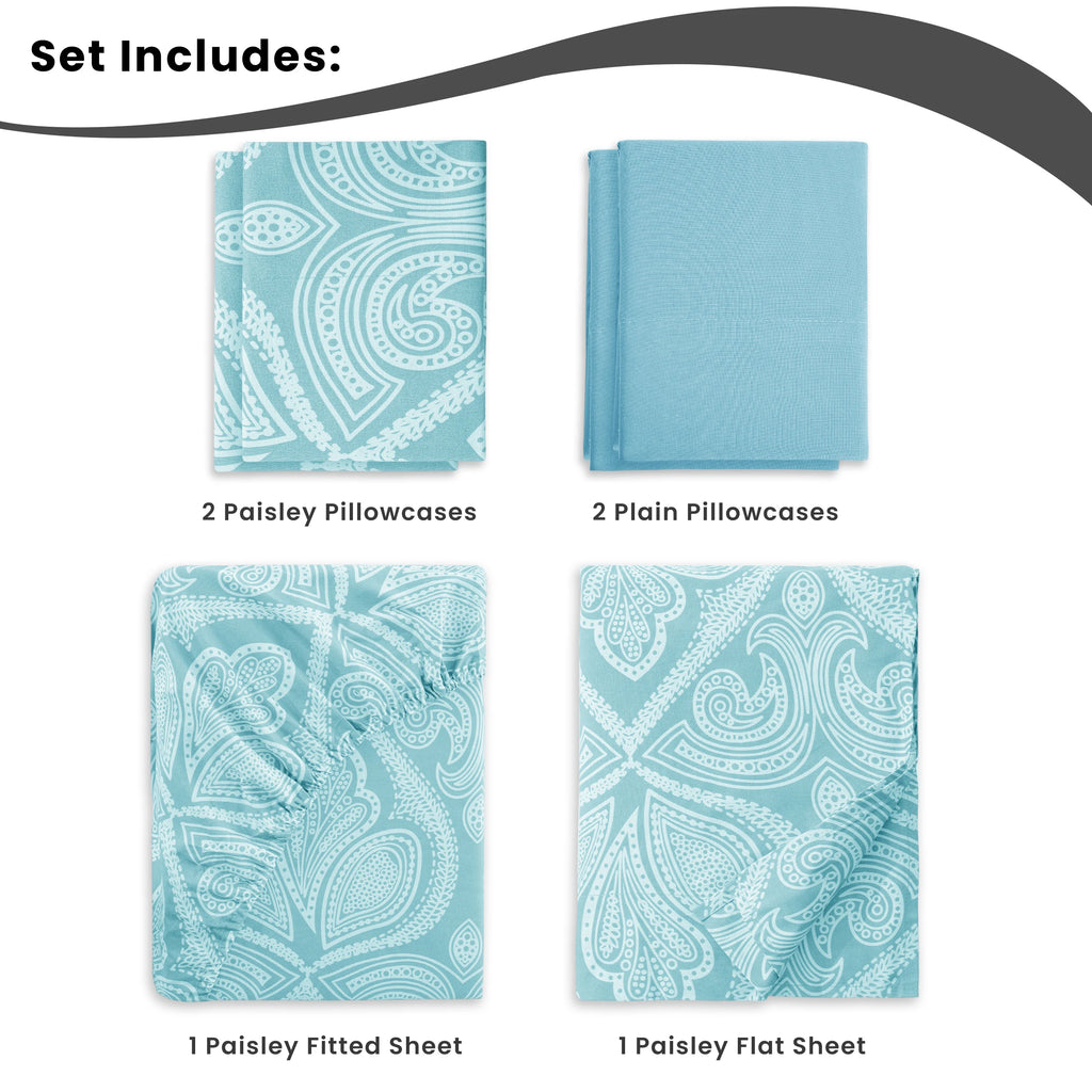 6Pc Paisley Sheet Set – Soft Microfiber, Wrinkle-Free