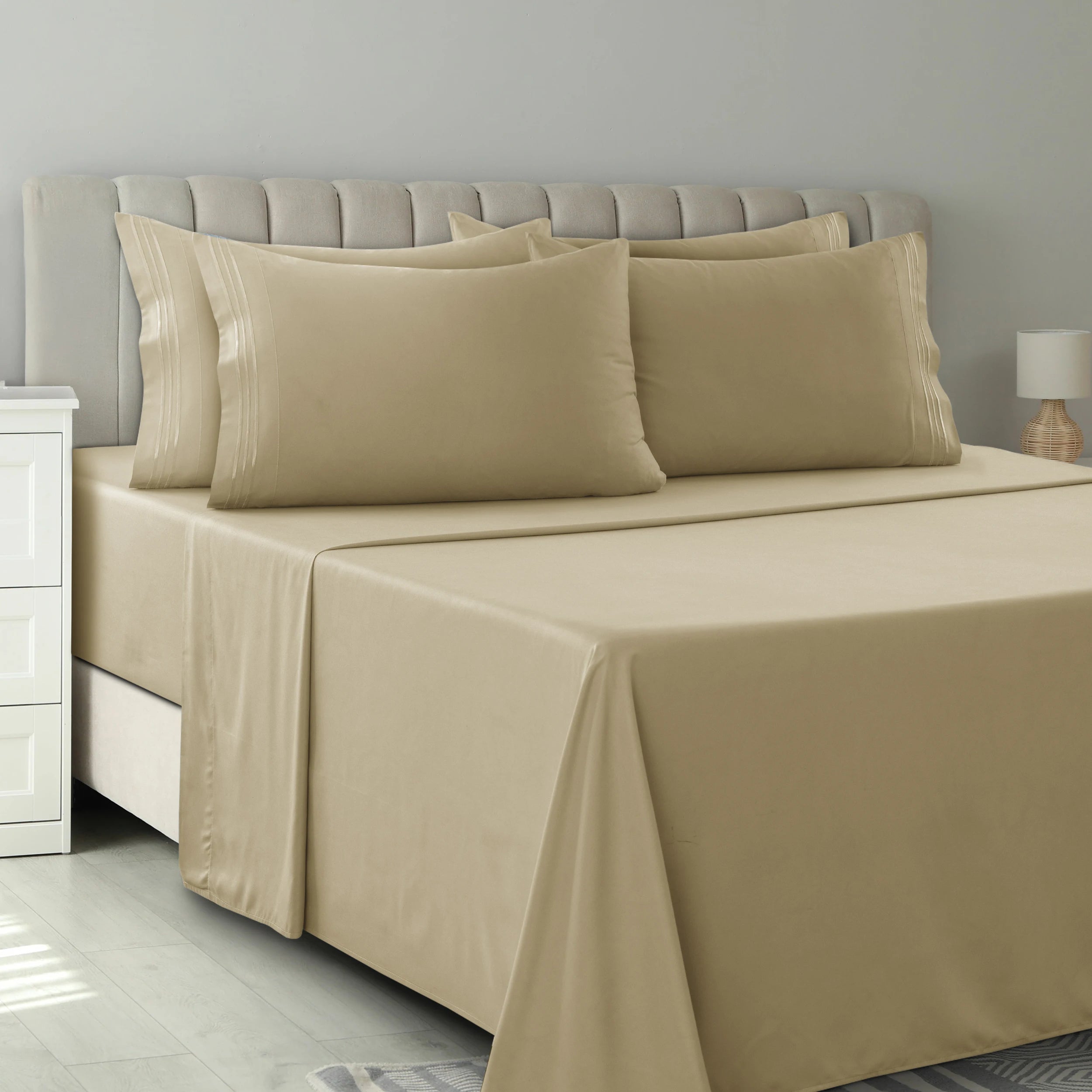 6Pc Solid Bed Sheet Set
