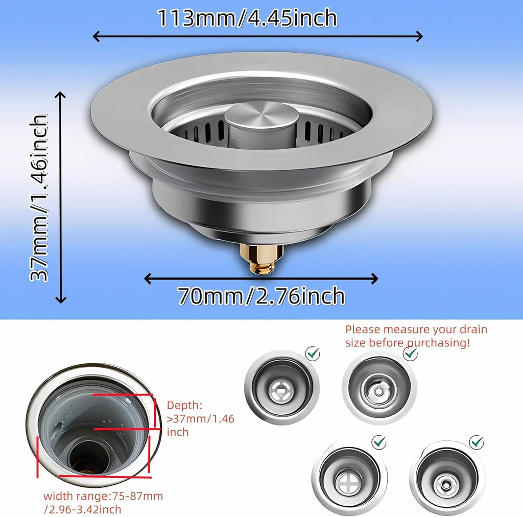 Universal Stainless Steel Kitchen Sink Stopper