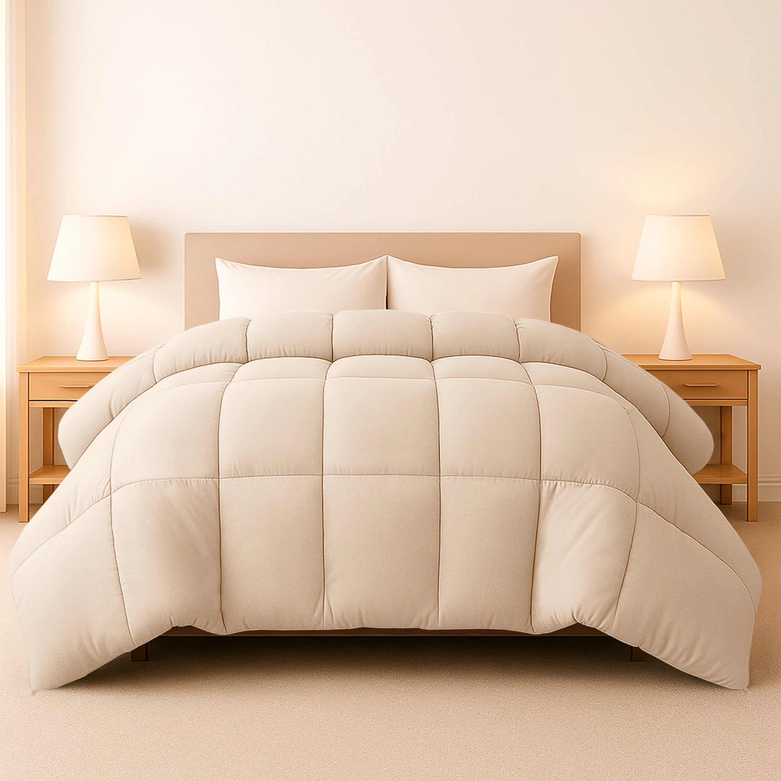 1 Piece Fluffy Duvet Insert with Box Stitch Design comforter