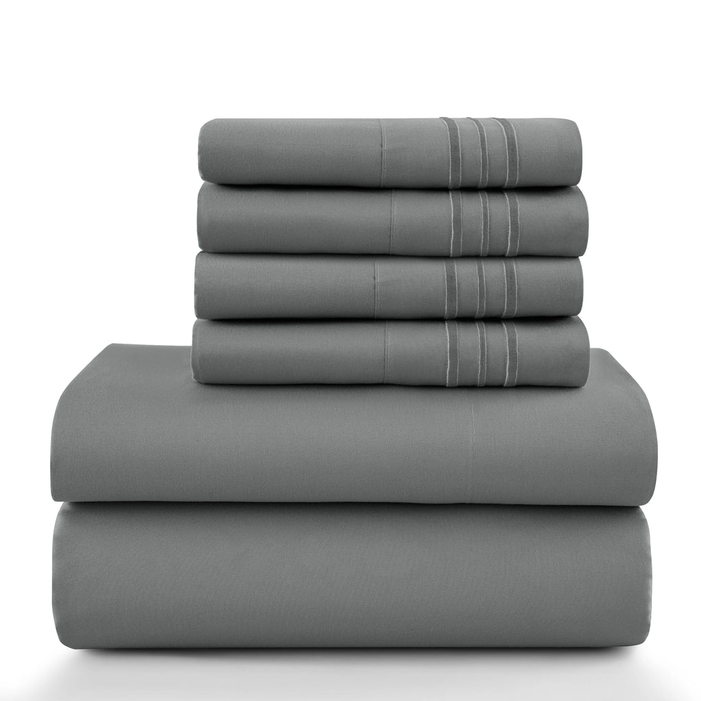 6Pc Solid Bed Sheet Set