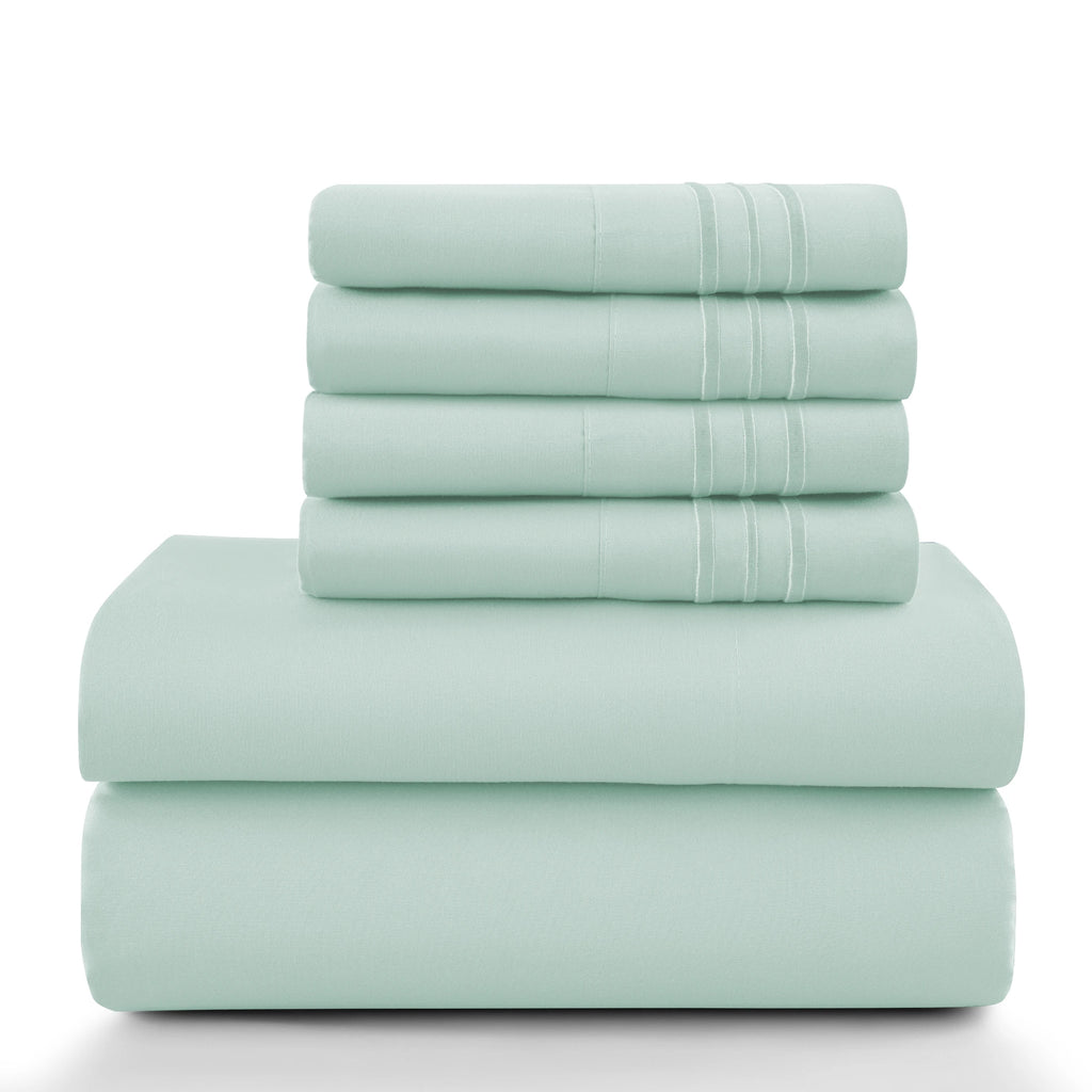 6Pc Solid Bed Sheet Set