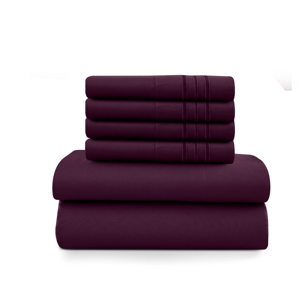 6Pc Solid Bed Sheet Set