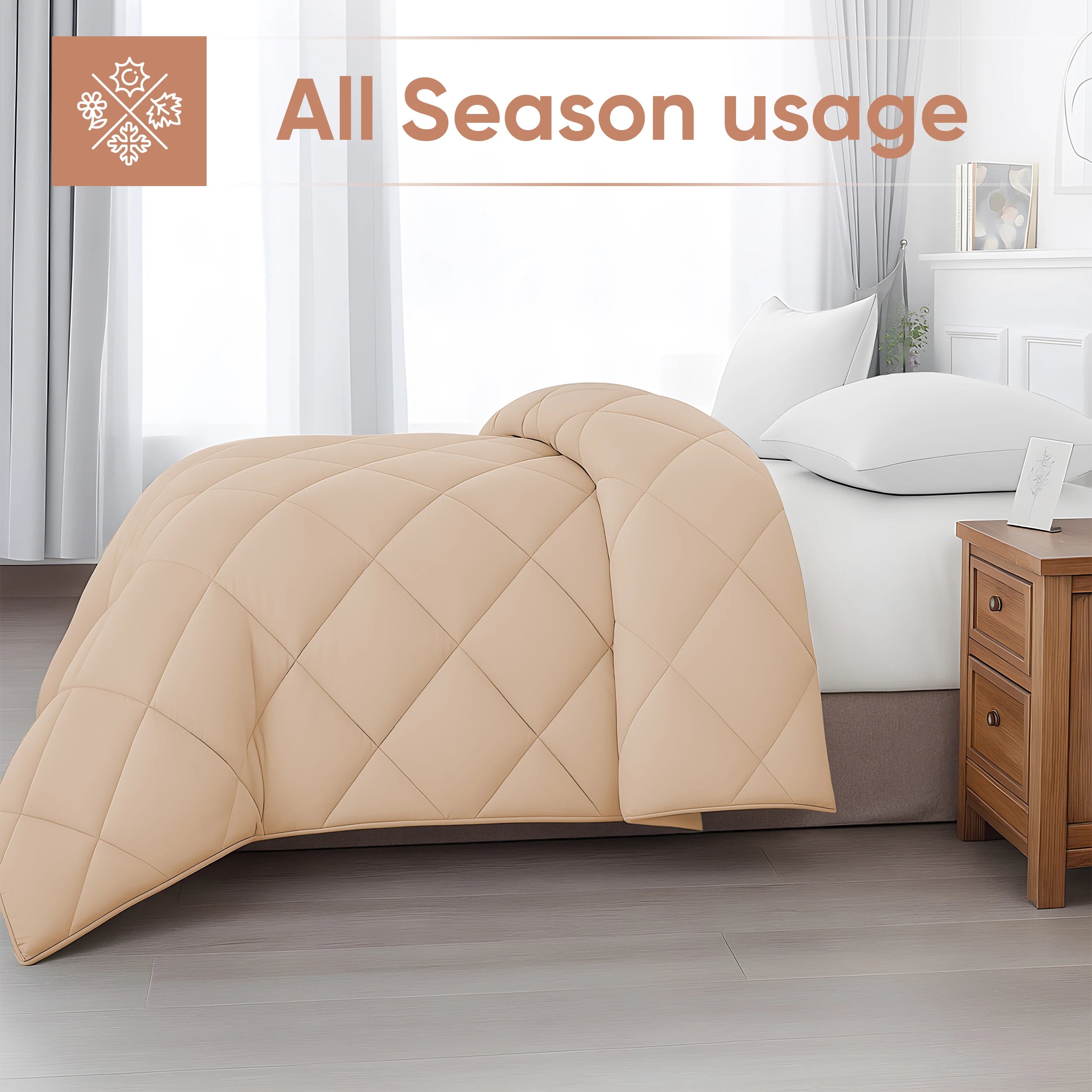 Lightweight 1 Piece Down Alternative Blanket with Soft, Breathable Fabric and Diamond Stitch