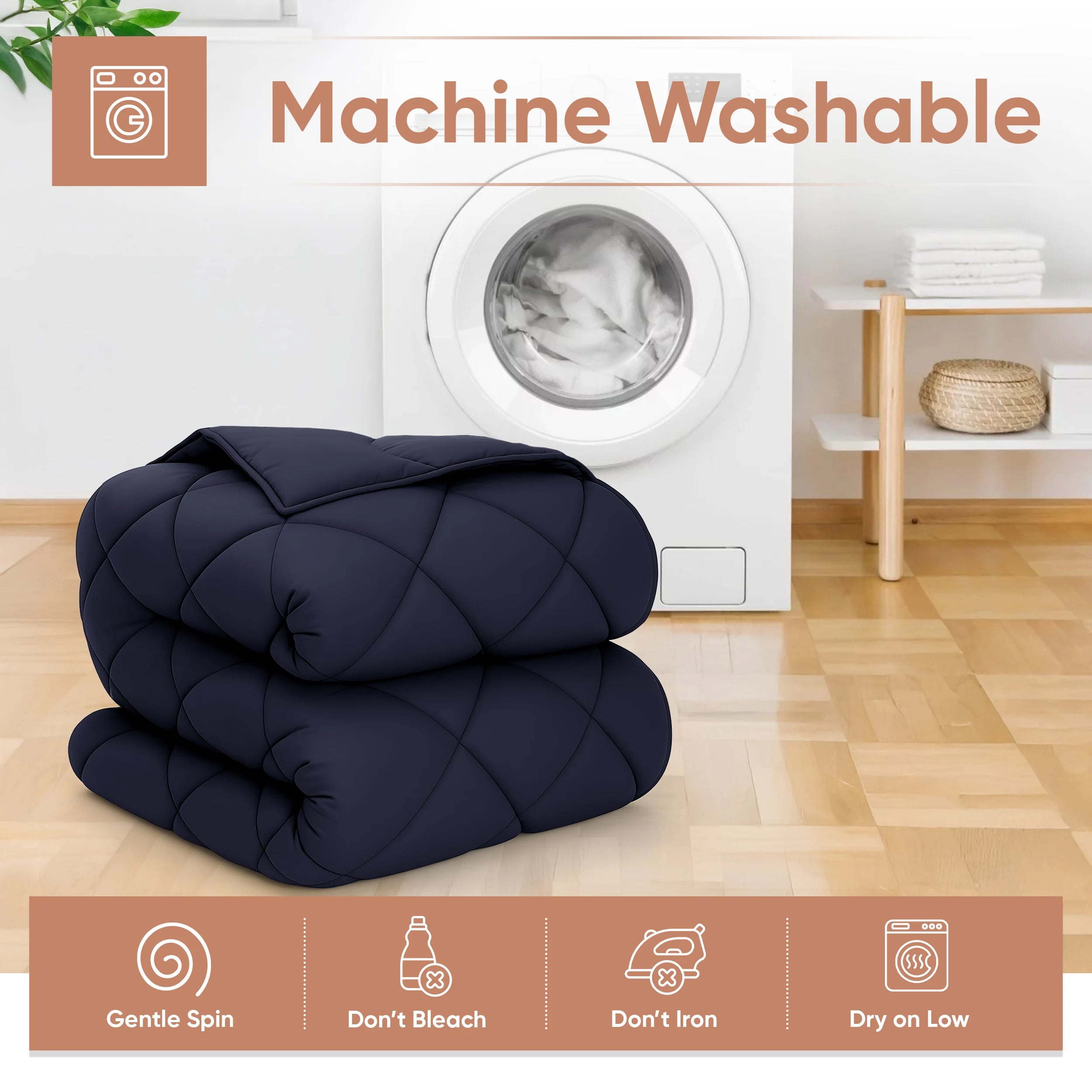 Lightweight 1 Piece Down Alternative Blanket with Soft, Breathable Fabric and Diamond Stitch