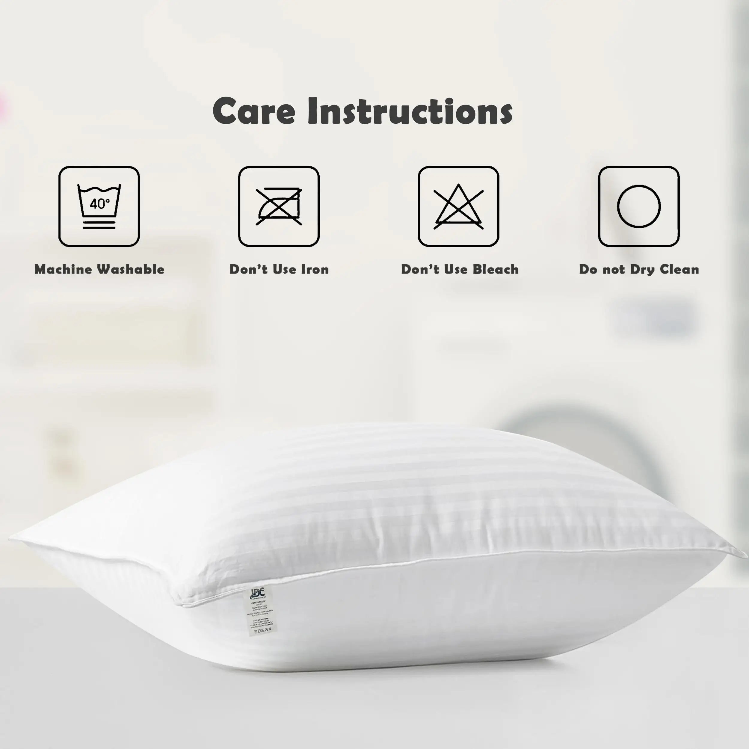 LUX Décor Hotel Stripe Pillows Set of 2 – Down Alternative Bed Pillows for Sleeping – Soft & Supportive Hotel Quality