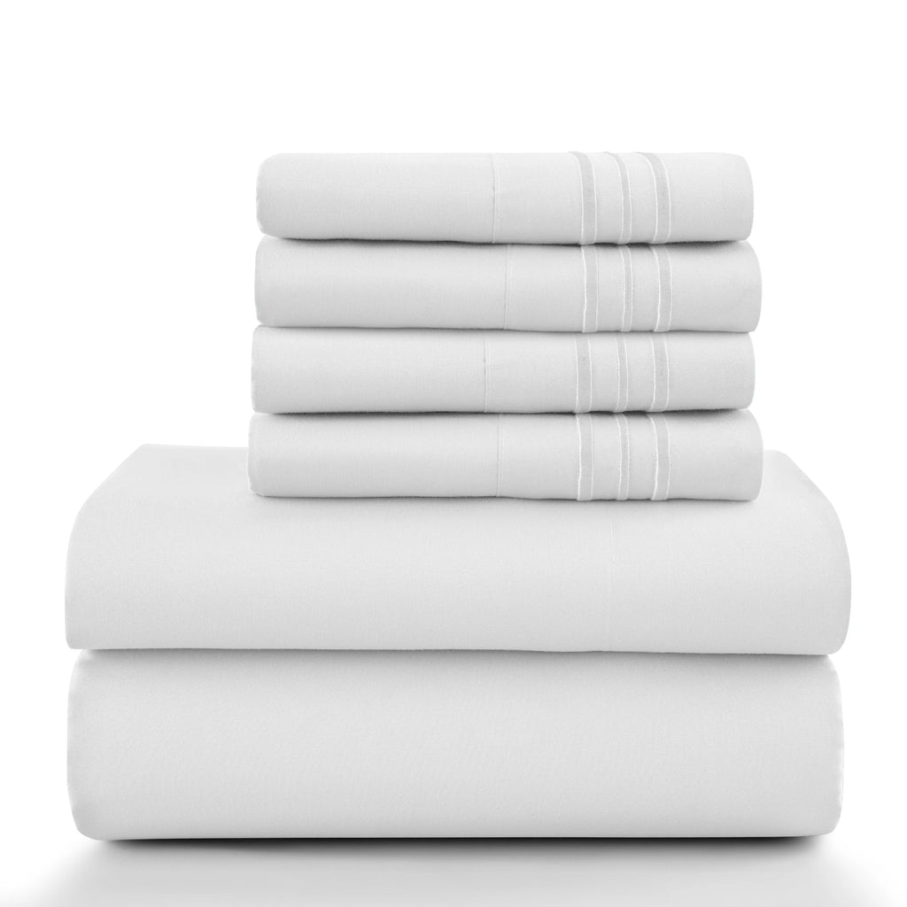 6Pc Solid Bed Sheet Set
