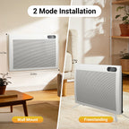 1500W Convection Panel Heater Under Desk Freestanding Wall Mountable Quiet Infrared Space Heater Energy Efficient Smart WiFi App