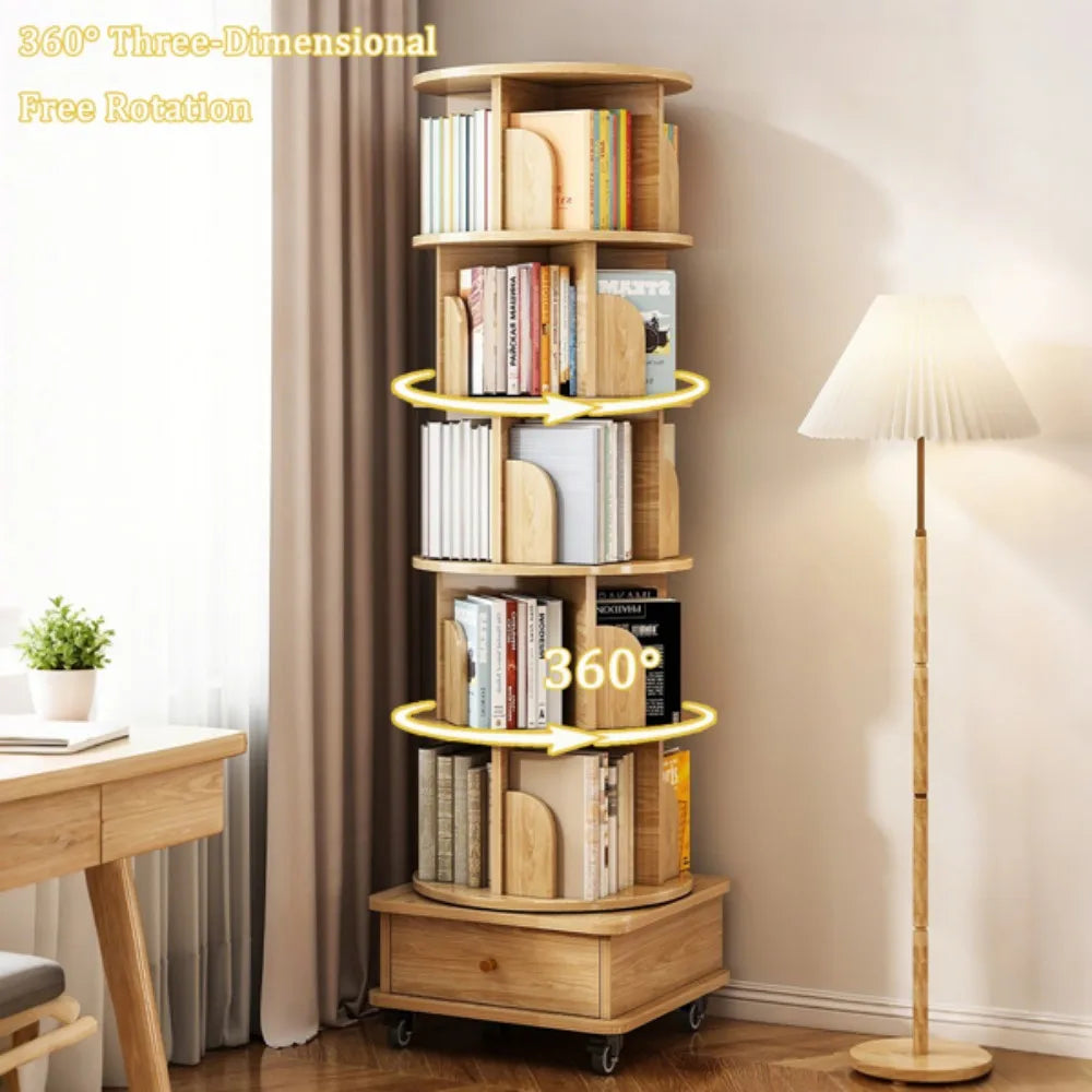 Small Space-Saving 6 Tier Rotating Bookshelf 360°