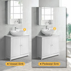 Traditional Under Sink Storage Cabinet White Bathroom Vanity with 2 Doors