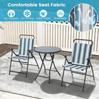 3 Piece Folding Table and Chairs for Outside, Outdoor Dining Chair Set with Heavy-Duty Metal Frame, Portable Patio Bistro Set fo