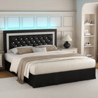 Queen Bed Frame with LED Lights, Adjustable Headboard,