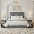 Full/Queen/King Velvet Storage Bed Frame with Adjustable Vertical Channel Headboard,4 Large Drawers, No Box Spring Needed