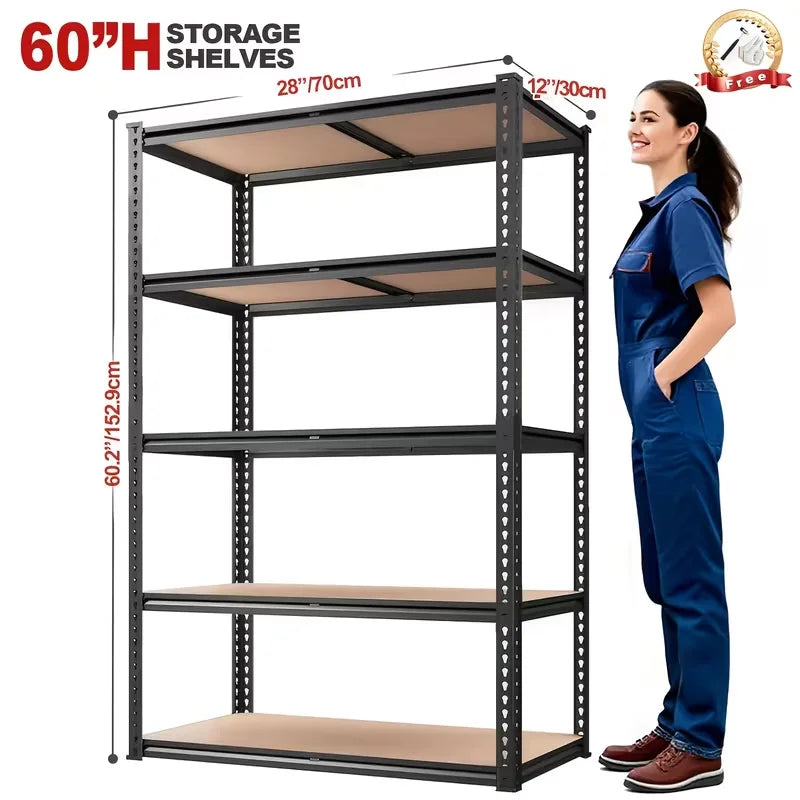 60/72 Inch Heavy-duty Metal Storage Rack, With A Load-bearing Capacity Of 2000 Pounds Per Layer,