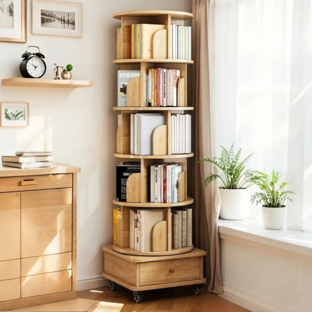 Small Space-Saving 6 Tier Rotating Bookshelf 360°