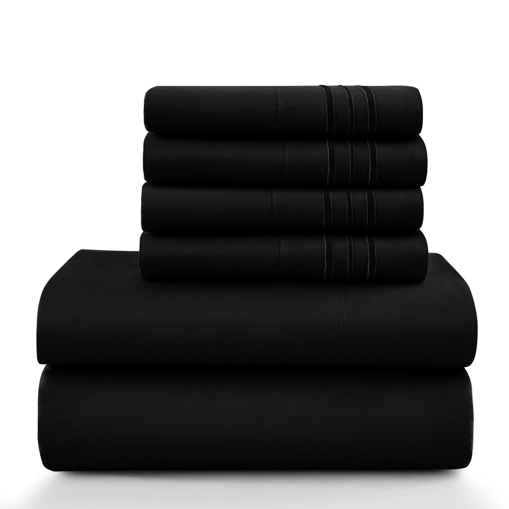 6Pc Solid Bed Sheet Set