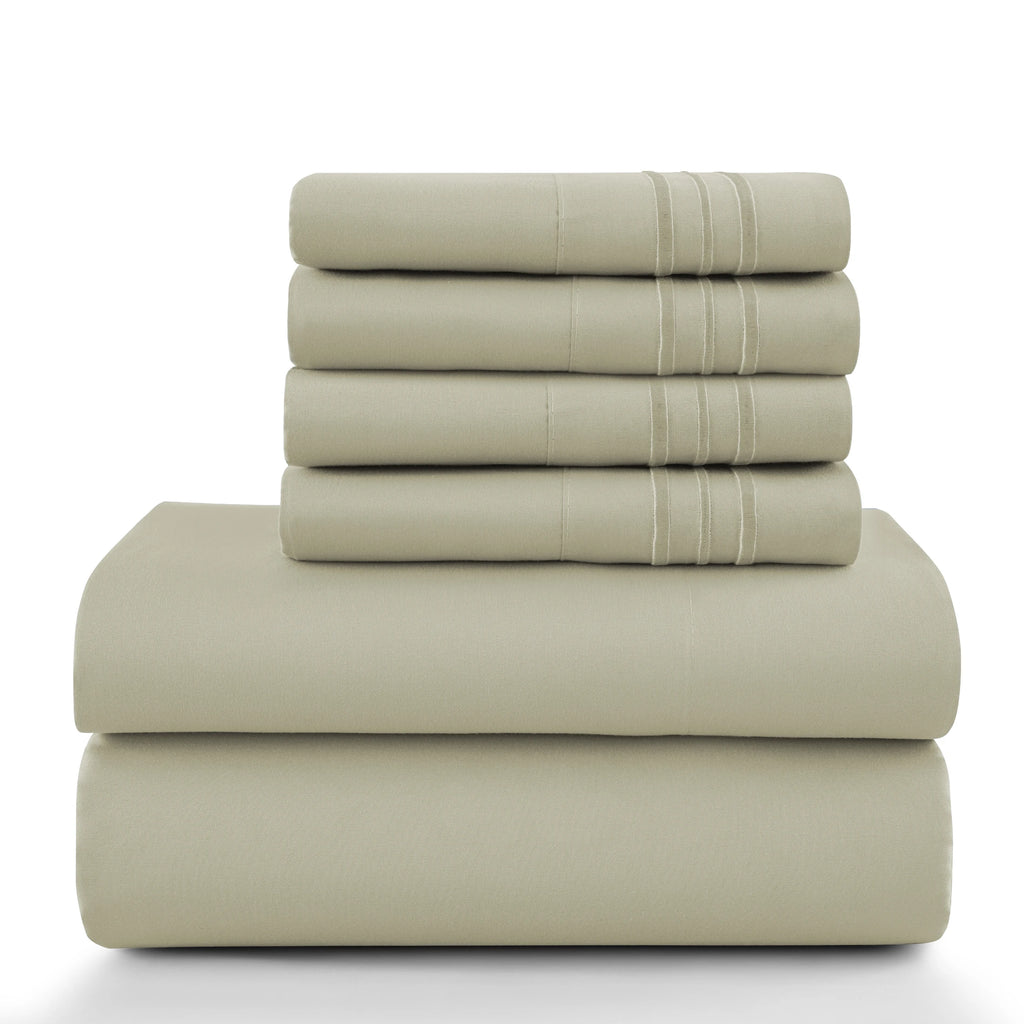 6Pc Solid Bed Sheet Set