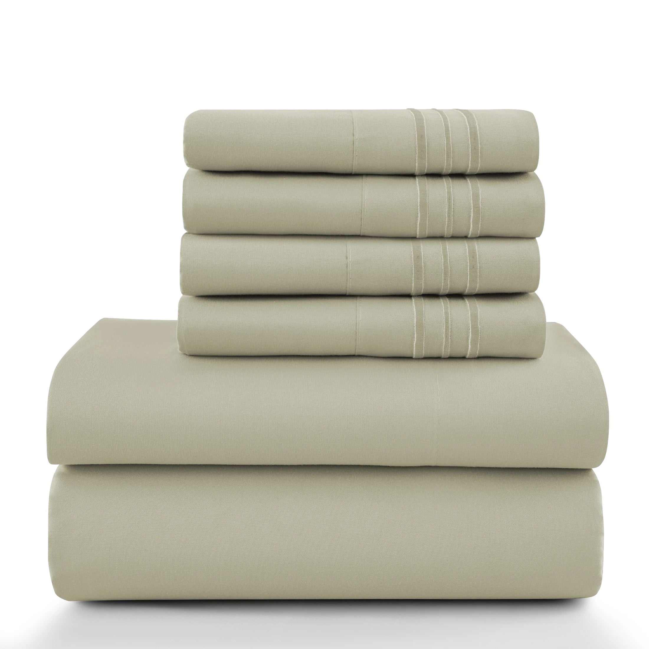 6Pc Solid Bed Sheet Set