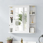 Mirrored Medicine Cabinet with 6 Open & 4 Interior Shelves,