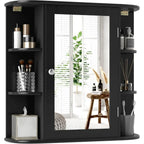 Mirrored Medicine Cabinet with 6 Open & 4 Interior Shelves,
