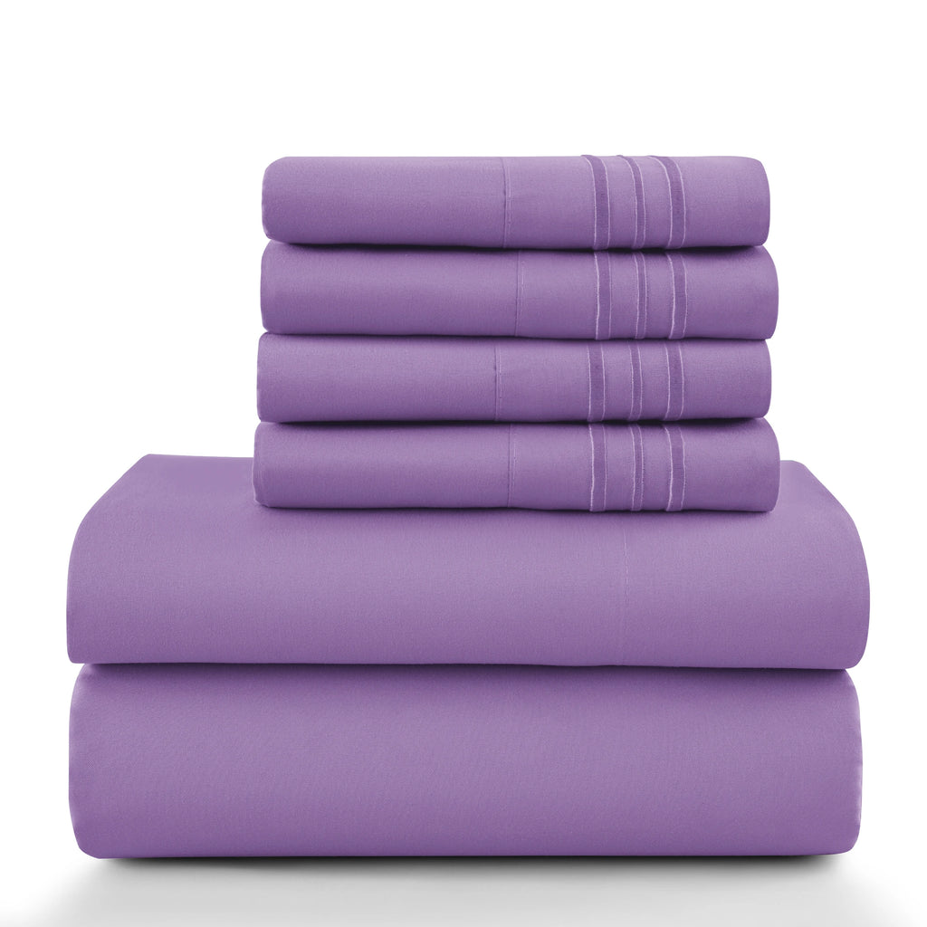 6Pc Solid Bed Sheet Set