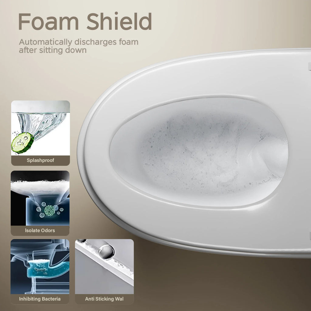 Smart Toilet with Built-in Bidet, AUTO Open/Close, Warm Water Sprayer, AUTO Dual Flush,