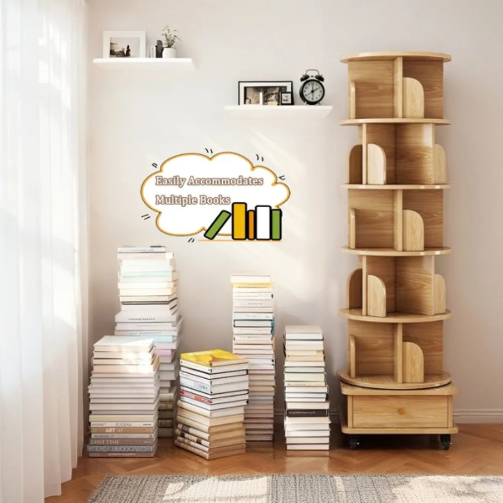 Small Space-Saving 6 Tier Rotating Bookshelf 360°