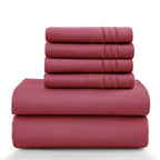 6Pc Solid Bed Sheet Set