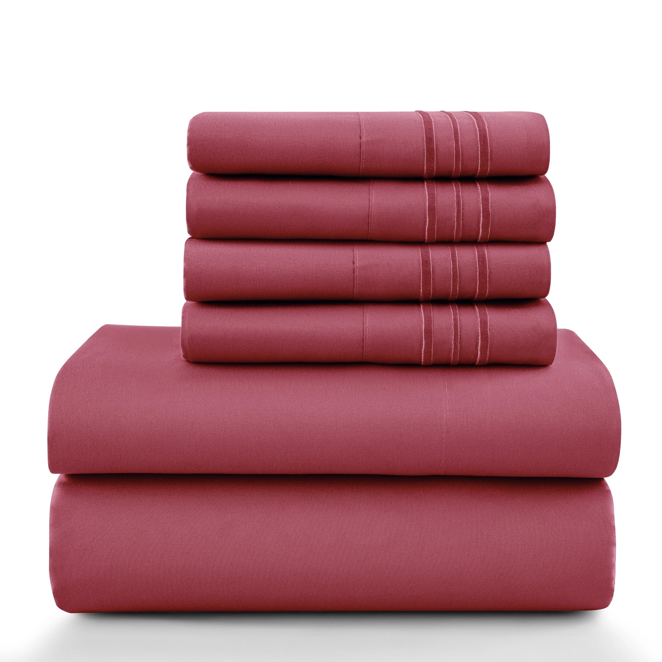 6Pc Solid Bed Sheet Set