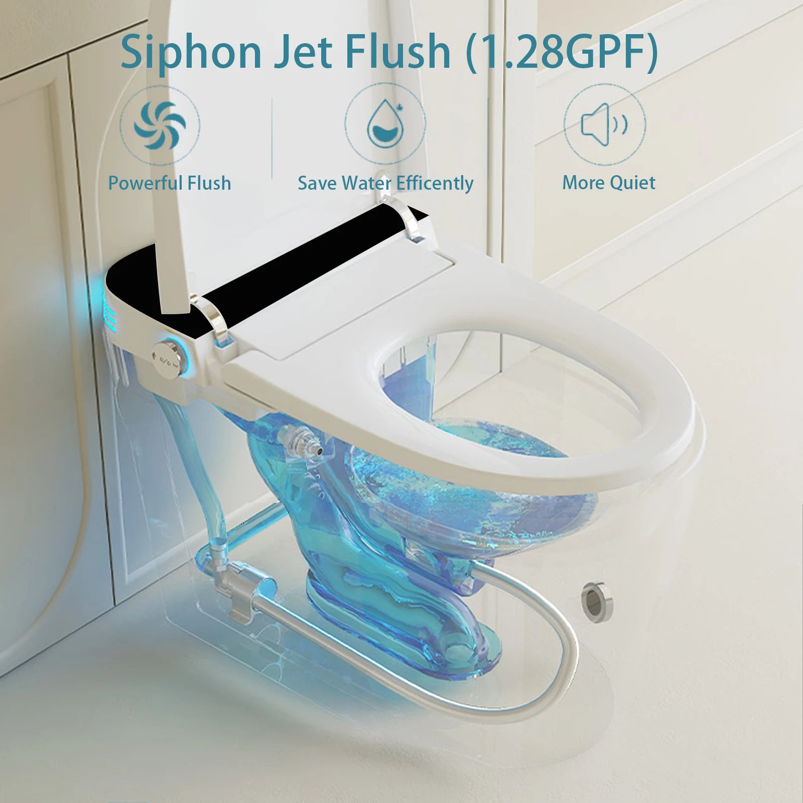 Smart Toilet with Built-in Bidet, AUTO Open/Close, Warm Water Sprayer, AUTO Dual Flush,