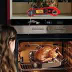 Foldable IP7 digital thermometer with dual probes: for cooking, BBQ, meat, grilling, food kitchen tools.