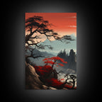 Japanese Wall Art, Mountains Print, Sunset Print